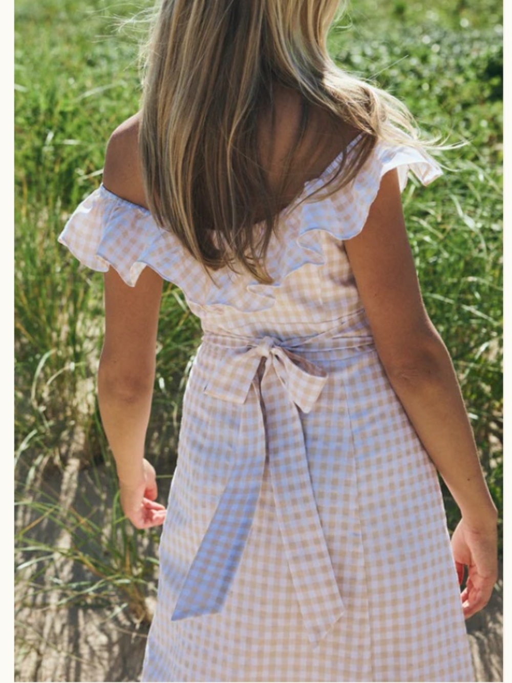 Louise New York Camille Dress In Tan Gingham Maxi Cotton — image 4 of 8